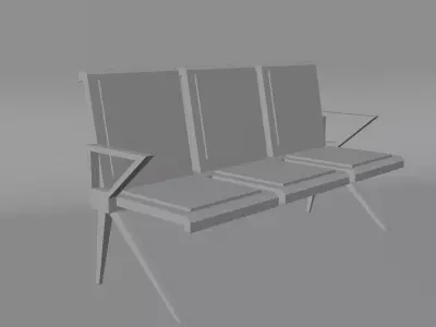 3 Seat Hospital Waiting Chair Free low-poly 3D model