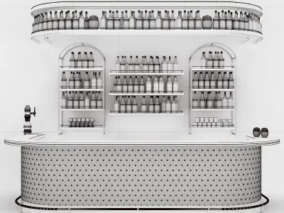 Mediterranean Blue Bar Set 05 Part 01 Bar Counter and Drinks 3D model