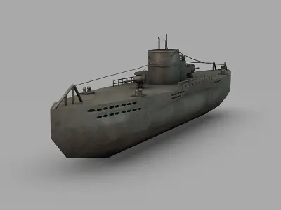 U-boat submarine Low-poly 3D model