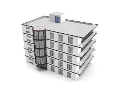 Low Poly Hospital Building Low-poly 3D model