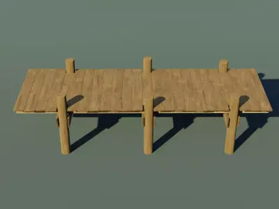 Wooden dock Low-poly 3D model