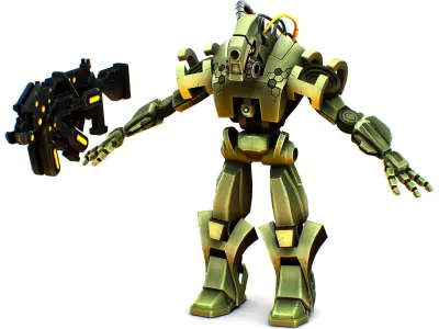 Military Drone with a Rifle Low-poly 3D model