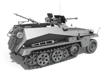 SD KFZ 250 11 - Half-track with heavy anti-tank rifle 3D model