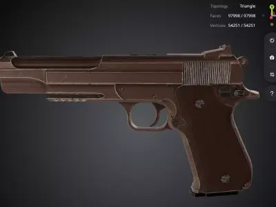 Brown Pistol 3D model 4