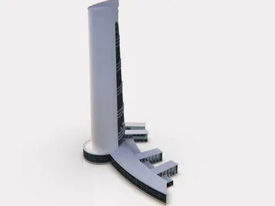 Central Building Low-poly 3D model