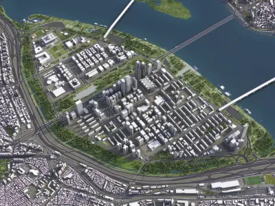 Seoul - Yeouido Low-poly 3D model