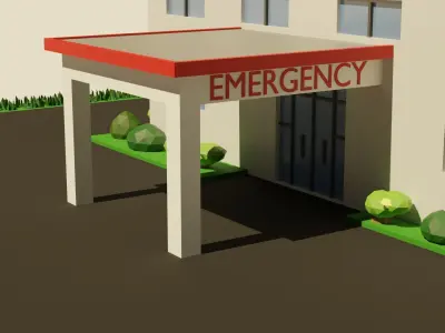 Hospital game ready ambulance Low-poly 3D model
