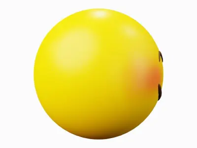 Blushing Smile Yellow Ball Emoticon Emoji or Smiley 3D model