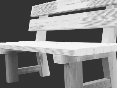 Rustic Outdoor Wooden Bench for 3D print Low-poly 3D model