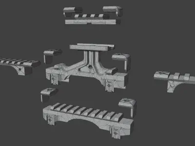 Optical Mount Modular Picatinny Rail Low-poly 3D model