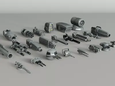 25 Mounted Weapons Pack 2 Free 3D model