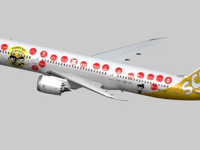 Boeing 787-9 FlyScoot Maju-Lah 9VOJE Low-poly 3D model
