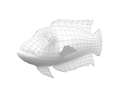 Ornate Climbing Perch Fish Animated Low-poly 3D model