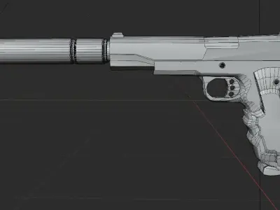  silverballer gun Game ready Low-poly 3D model