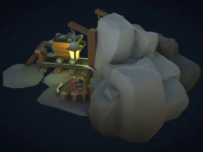 Stylized Poly Mine Low-poly 3D model