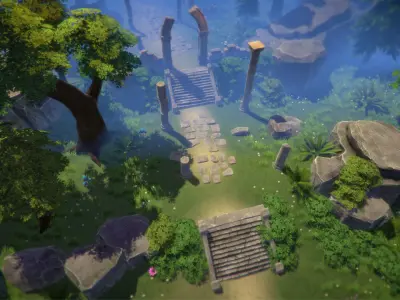 Top-Down Forest Ruins Low-poly 3D model