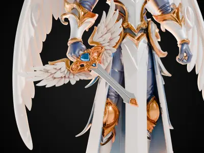 Stylized Sword - Paladin Sword Winged Faith - Game Ready 3D model