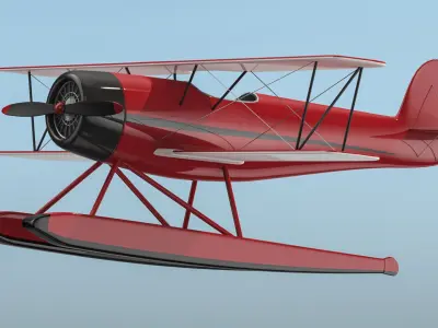 Sea Plane Biplane 04 3D model