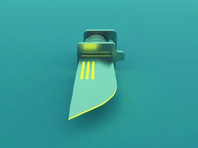 SCI-FI knife 3D model yellow 3D model