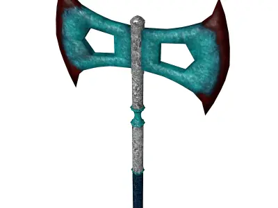 Fantasy double edged war axe Free low-poly 3D model