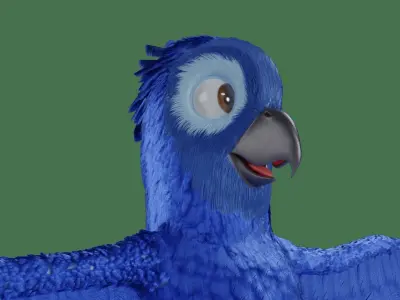 Parrot Ajwa Cartoon bird in Blender low-poly 3d model Low-poly 3D model