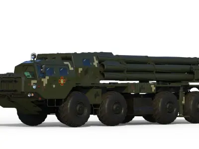 BM-30 Smerch 9A52 Tornado-S 9A54 3D model