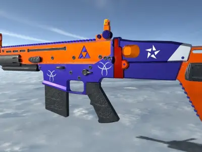 Scar L airsoft rifle in sky Low-poly 3D model