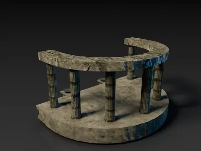 Low poly temple altar Low-poly 3D model