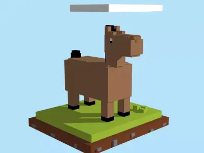 VOXEL HORSE - MODEL 3 Low-poly 3D model