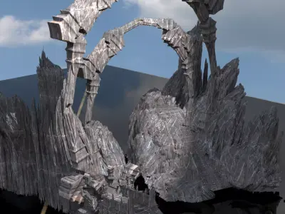 Medusa Cliff gate kitbash 3D model