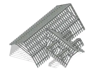 Revit Family Rafter Roof Parametric Timber Structure 3D model