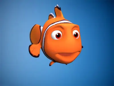 Rigged cartoon fish Low-poly 3D model