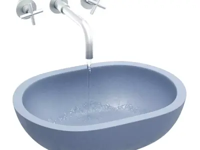 Gray architectural concrete Bowl sink 3D model