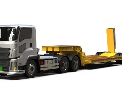 Generic Lowbed Semi-Trailer 4x18m 25 Tons 3D model