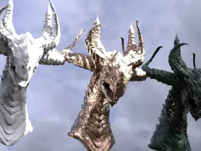 Horned Drake Head Sculpt 3  3D model