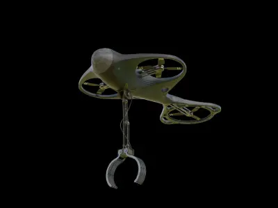 Drone with Mechanical Arm Low-poly 3D model