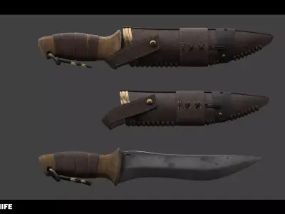 Hunting knife 3d model 4k game ready Low-poly 3D model