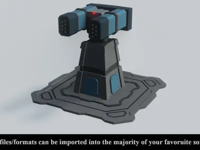 Modular Sci-Fi Turret Collection - Low Poly - Game Ready -PBR Low-poly 3D model