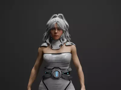 Sci Fi Superhero Female Character Fully Rigged Animated Low-poly 3D model