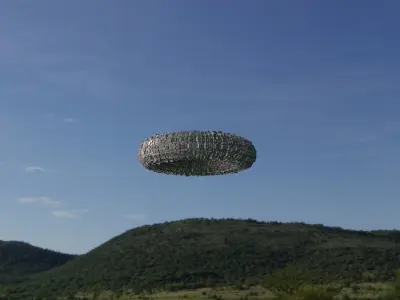 Ufo 3D model ring flying in sky 3D model