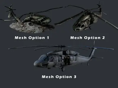 Sikorsky UH60 Black Hawk Military Helicopter Game Ready Pack 03 Low-poly 3D model