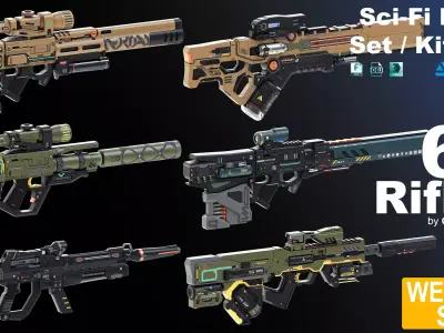 Sci-Fi Rifles Set Kitbash  3D model