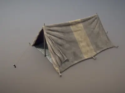Military Tent WWII TwoSleeping open vr2 Low-poly 3D model