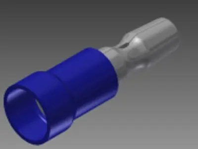 16-14 male pin blue solderless wire terminal Free 3D model