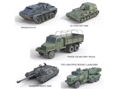 5 Military Vehicles Collection v38 Low-poly 3D model