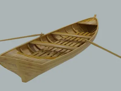 Rowboat wooden canoe 3D model