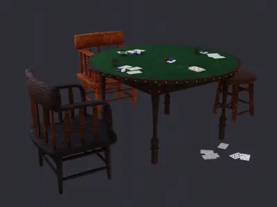 Poker table 3D Model  Low-poly 3D model