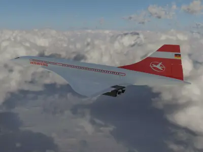East German Flag Carrier Company Concorde Supersonic Airplane 3D model