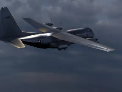 YC-130 Hercules Prototype 1950s Stylized Low-Poly Plane Low-poly 3D model