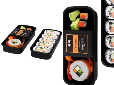 Snacks Salmon Sushi Roll Low-poly 3D model